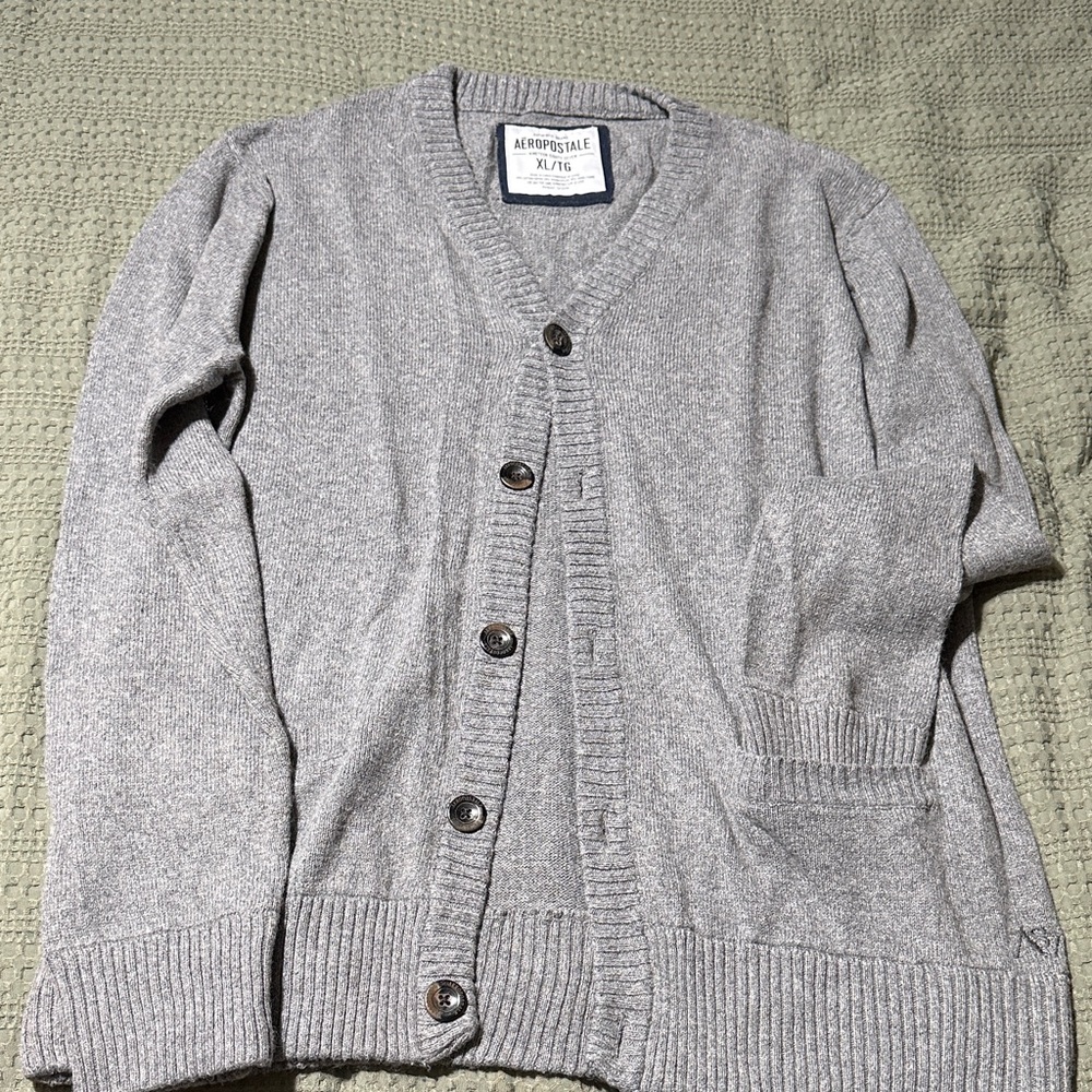 Aeropostale Men's Gray Cardigan Sweater